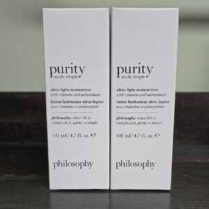NIB Philosophy Purity Made Simple Ultra-Light Moisturizer 4.7 oz Each Duo